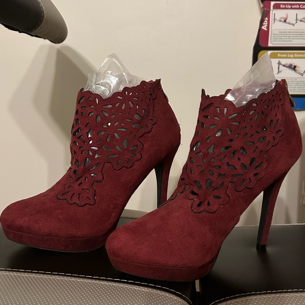 Paprika Burgundy Suede High Heels